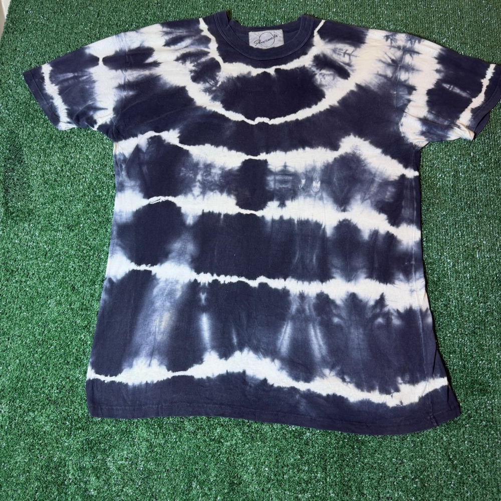 Vintage 90s Silverwear Tie Dye T-Shirt Black White Stripe XL Streetwear Tee